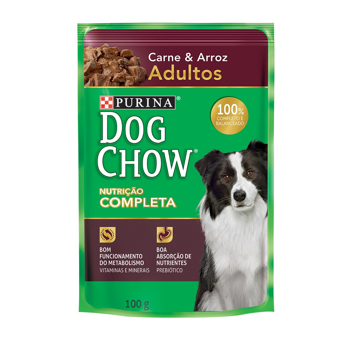 Ração Úmida Dog Chow Sachê Sabor Carne para Cães Adultos - 100g