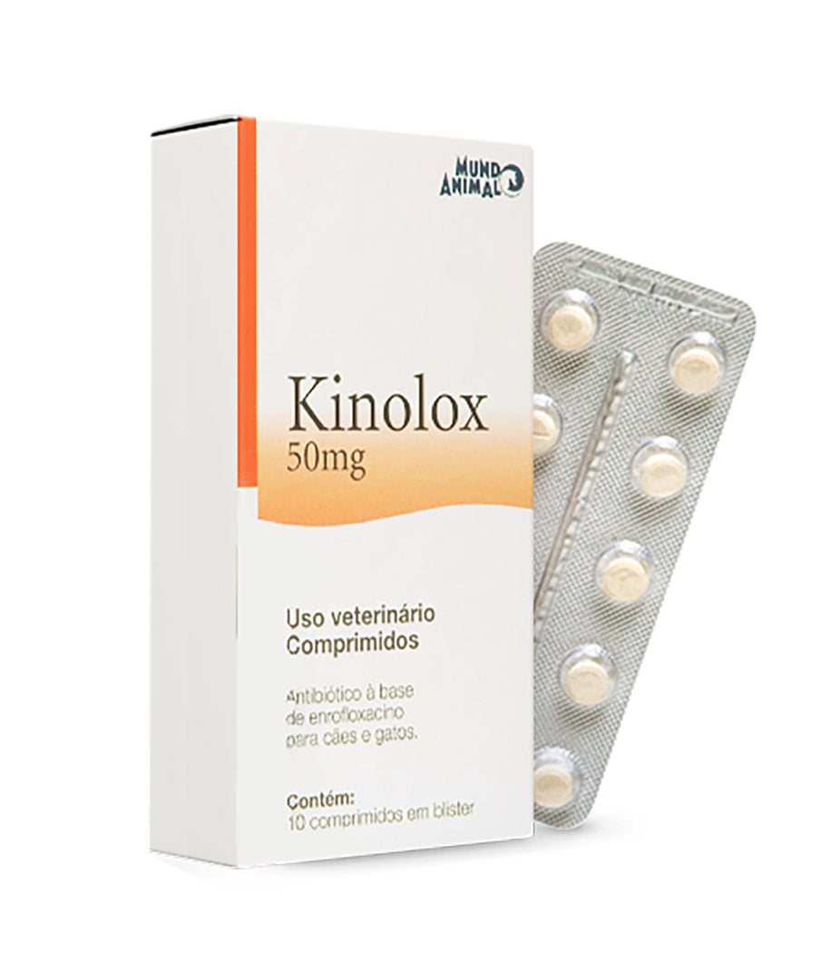 Antibiótico Kinolox Mundo Animal 50 mg - 10 comprimidos