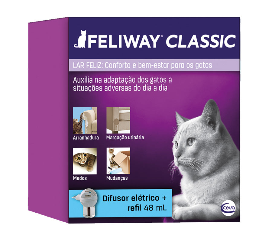 Difusor Elétrico Feliway Classic com Refil Ceva para Gatos 48ml