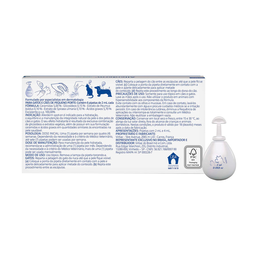 Hidratante Allerderm Spot On Sis Virbac para Cães e Gatos