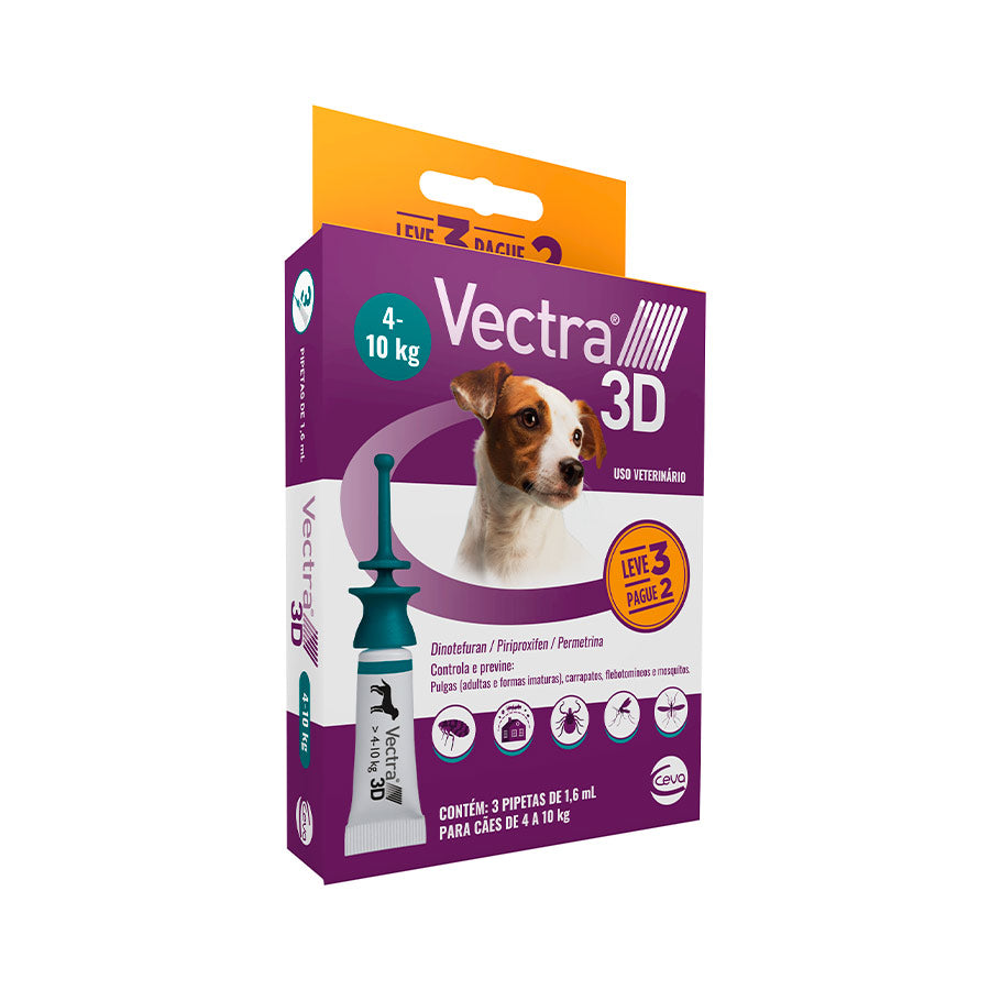Antipulgas e Carrapatos Vectra 3D Ceva para Cães de 4 a 10Kg