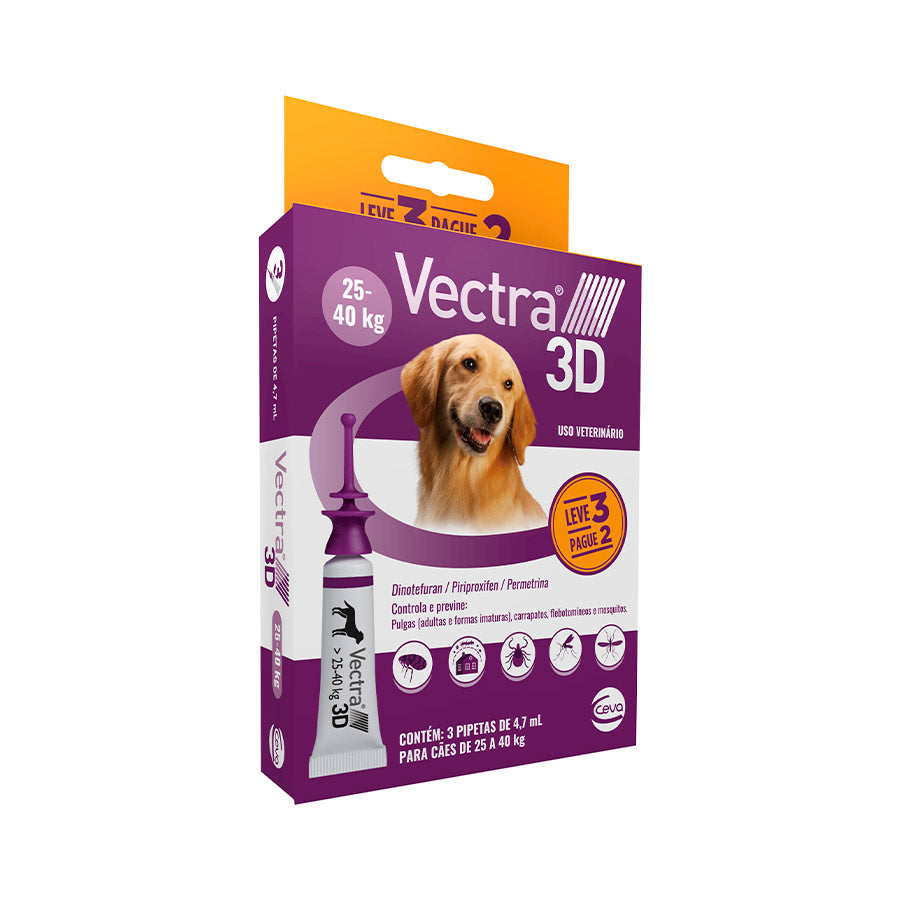 Antipulgas e Carrapatos Vectra 3D Ceva para Cães de 25 a 40Kg