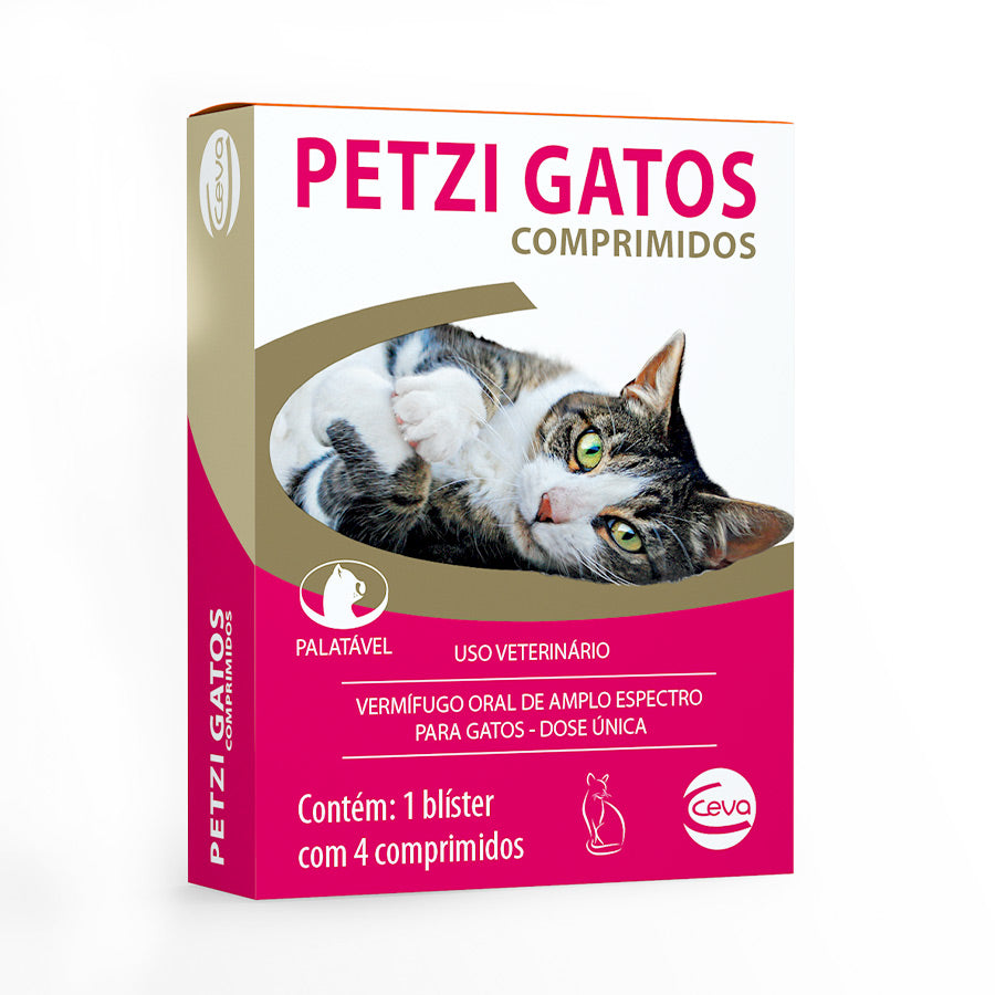Vermífugo Petzi Gato Ceva 4 Comprimidos