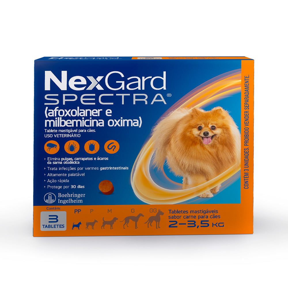 Anti Pulgas e Carrapatos NexGard Spectra para Cães de 2 a 3,5 kg