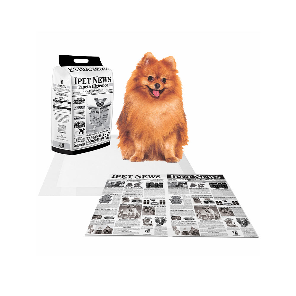 Tapete Higiênico PetLike I Pet News 60x60cm para Cães - 30 Unidades