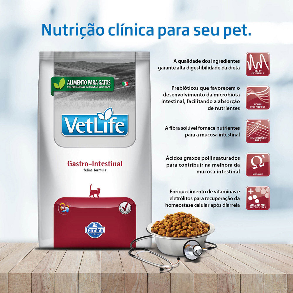 Ração Vet Life Natural Gastro Intestinal para Gatos Adultos
