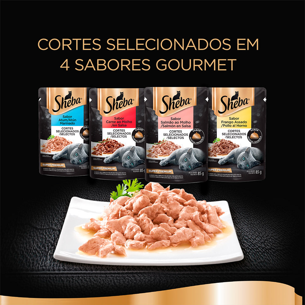 Ração Úmida Sheba Sachê para Gatos Adultos Carne ao Molho 85g