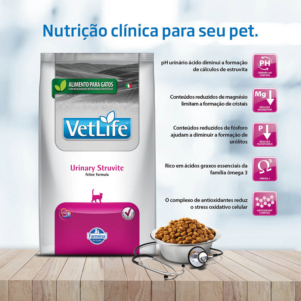 Ração Vet Life Natural Urinary Struvite para Gatos Adultos