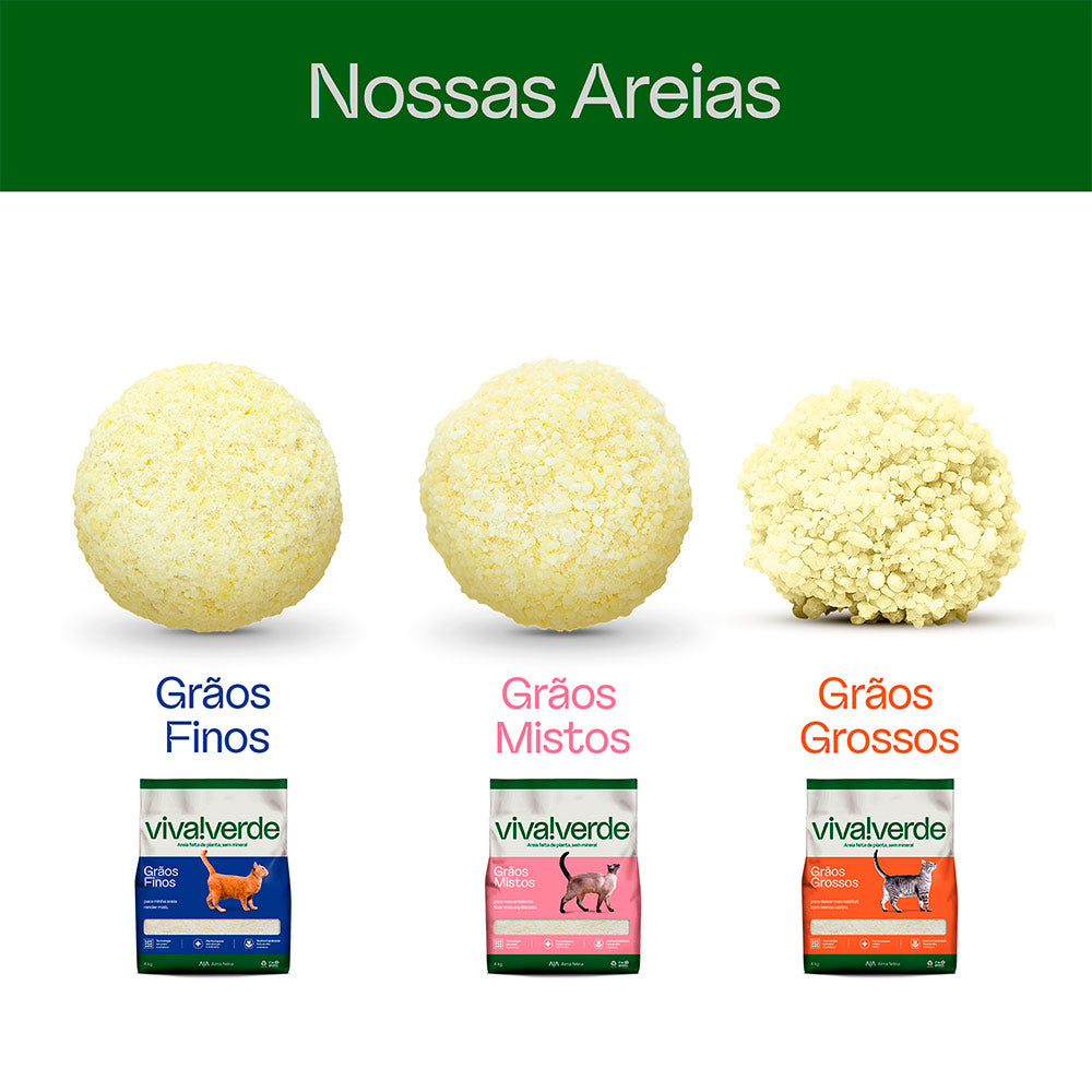 Areia Higiênica Biodegradável Grãos Grossos Viva Verde 4 kg