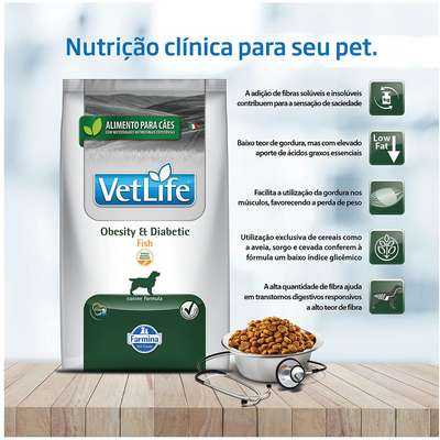 Ração Farmina Vet Life Natural Obesity & Diabetic Fish para Cães Adultos 2kg