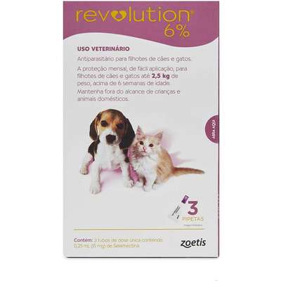 Revolution Zoetis 6% 0.25ml para Filhotes de Cães e Gatos de até 2,5Kg - 15 mg