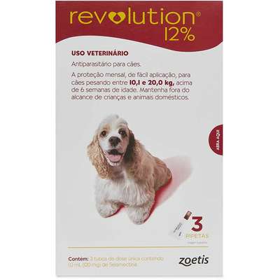 Revolution Zoetis 12% 1ml para Cães 10,1Kg a 20kg - 120 mg