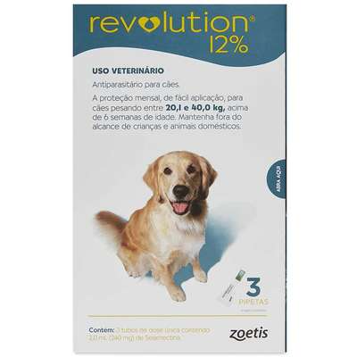 Revolution Zoetis 12% 2ml para Cães de 20,1Kg a 40kg - 240 mg