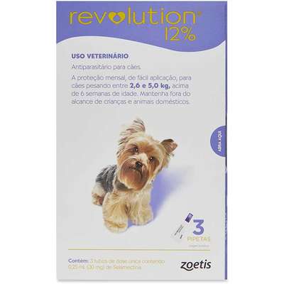 Revolution Zoetis 12% 0.25ml para Cães 2,6Kg a 5kg - 30 mg