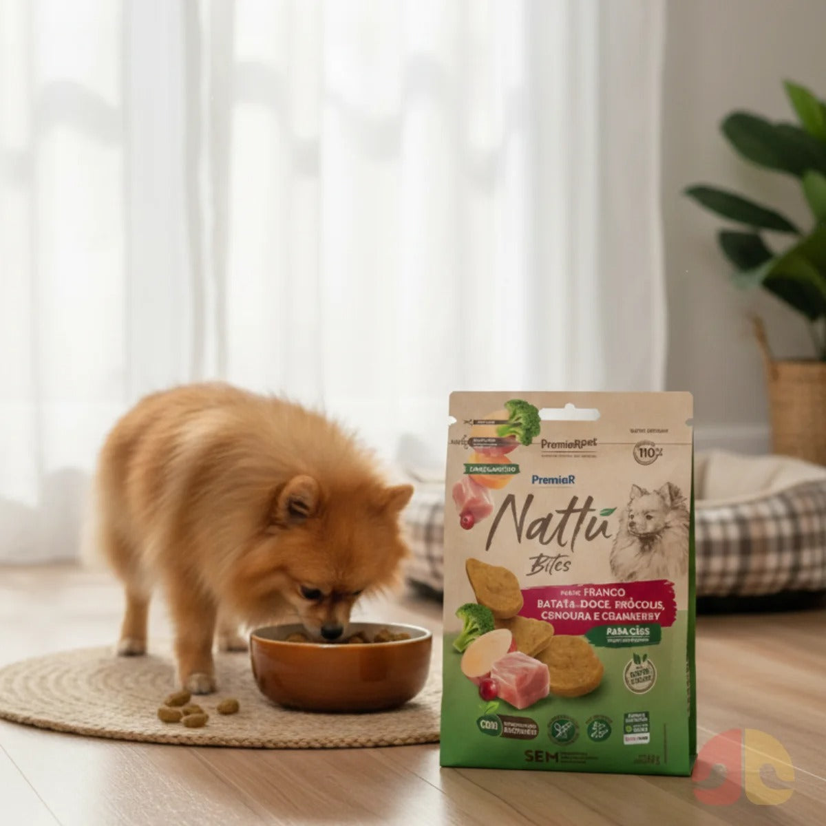Petisco Premier Nattu Bites para Cães Adultos de Porte Pequenos Sabor Frango 60g