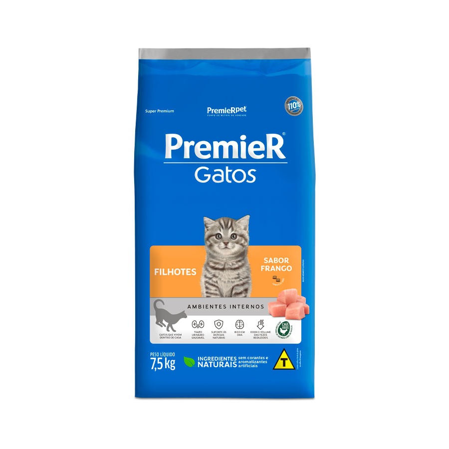 Ração Premier Ambientes Internos para Gatos Filhotes Sabor Frango