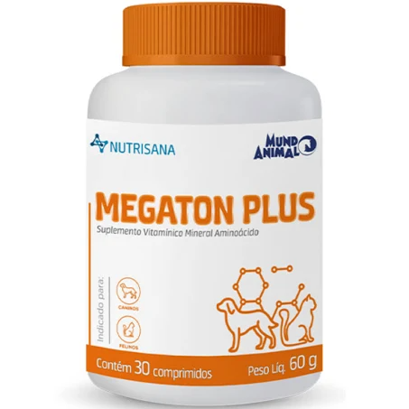 Suplemento Nutrisana Megaton Plus Mundo Animal para Cães e Gatos 30 comprimidos