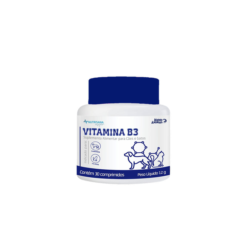 Suplemento Nutrisana Unique Vitamina B3 Mundo Animal para Cães e Gatos