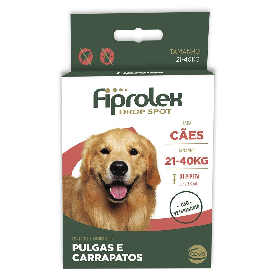 Antipulgas e Carrapatos Fiprolex Drop Ceva Spot de 2,68 mL para Cães de 21 a 40 Kg