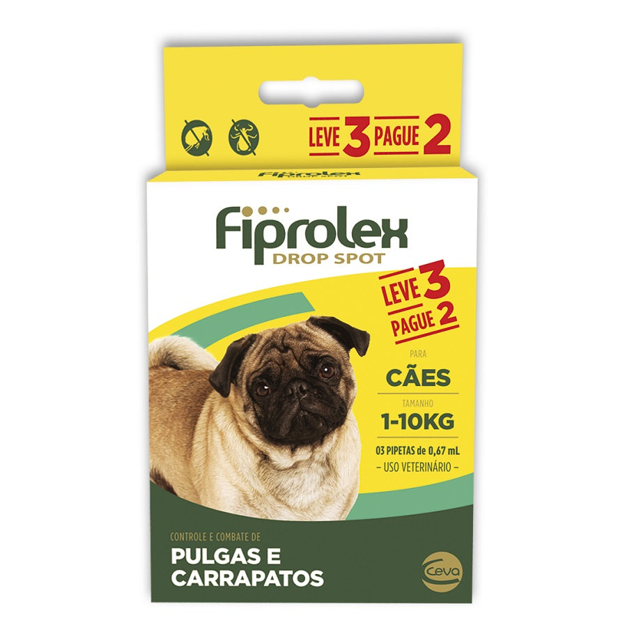 Antipulgas e Carrapatos Fiprolex Drop Ceva Spot de 0,67 mL para Cães até 10 Kg