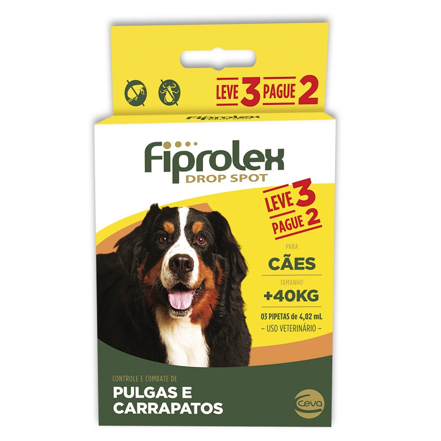 Antipulgas e Carrapatos Fiprolex Drop Ceva Spot de 4,02 mL para Cães Acima de 41 Kg