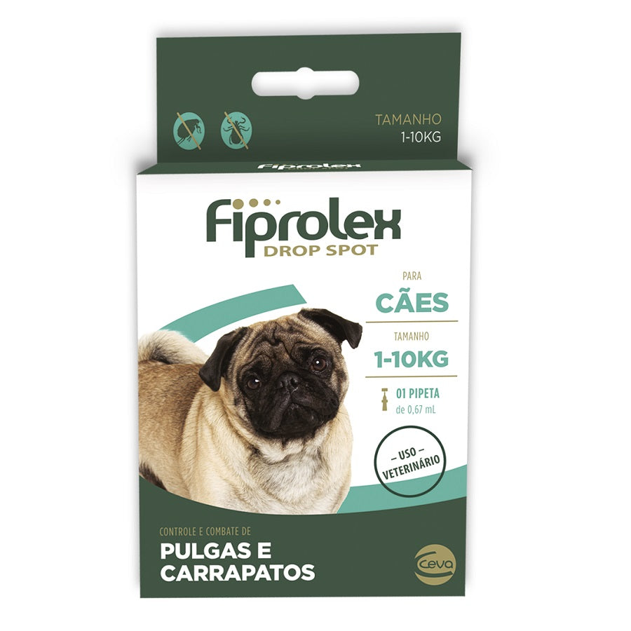 Antipulgas e Carrapatos Fiprolex Drop Ceva Spot de 0,67 mL para Cães até 10 Kg