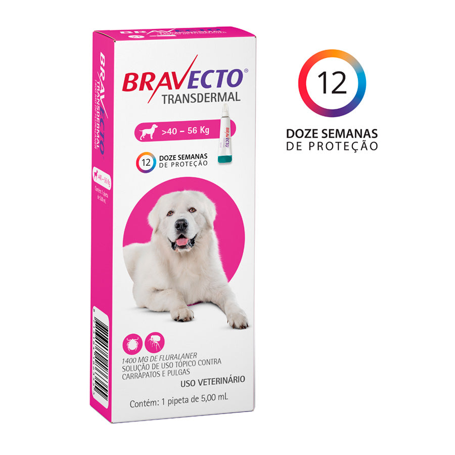 Antipulgas e Carrapatos Bravecto Transdermal MSD para Cães 40 a 56kg