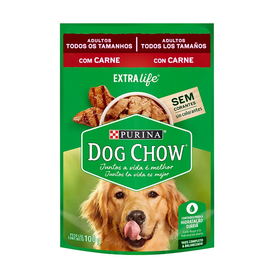 Ração Úmida Dog Chow Sachê Sabor Carne para Cães Adultos - 100g