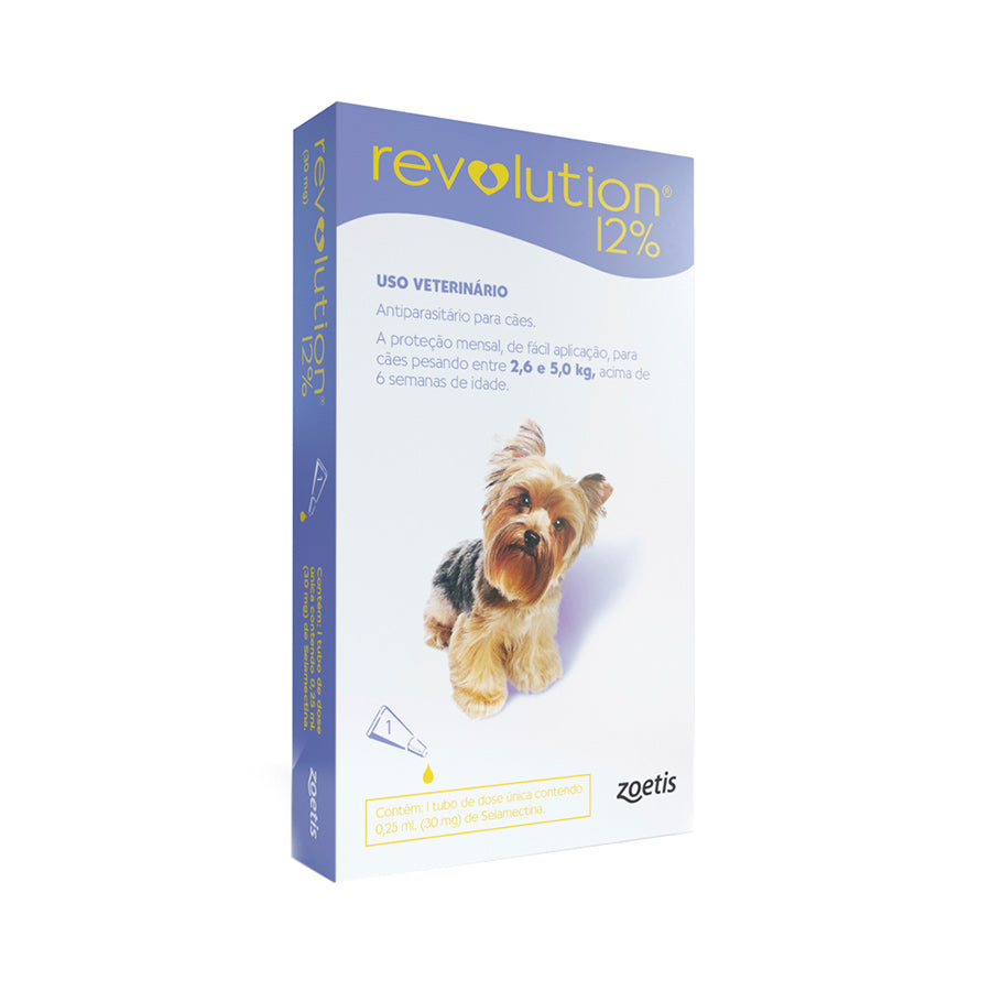 Revolution Zoetis 12% 0.25ml para Cães 2,6Kg a 5kg - 30 mg