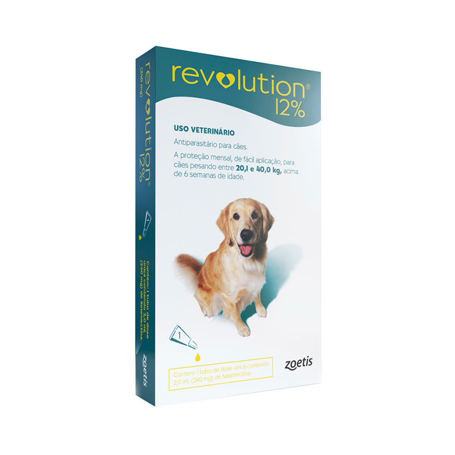 Revolution Zoetis 12% 2ml para Cães de 20,1Kg a 40kg - 240 mg