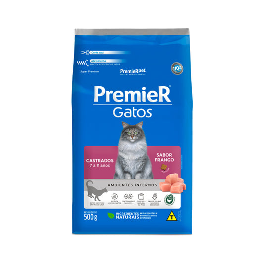 Ração Premier para Gatos Castrados de 7 a 11 anos Sabor Frango