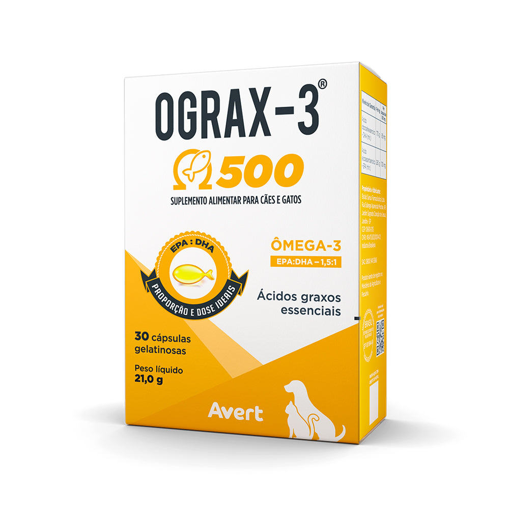 Suplemento Avert Ograx-3 30 Cápsulas para Cães e Gatos