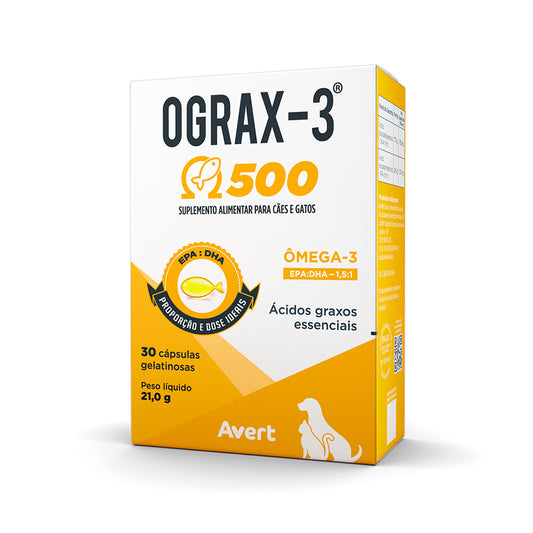 Suplemento Avert Ograx-3 30 Cápsulas para Cães e Gatos