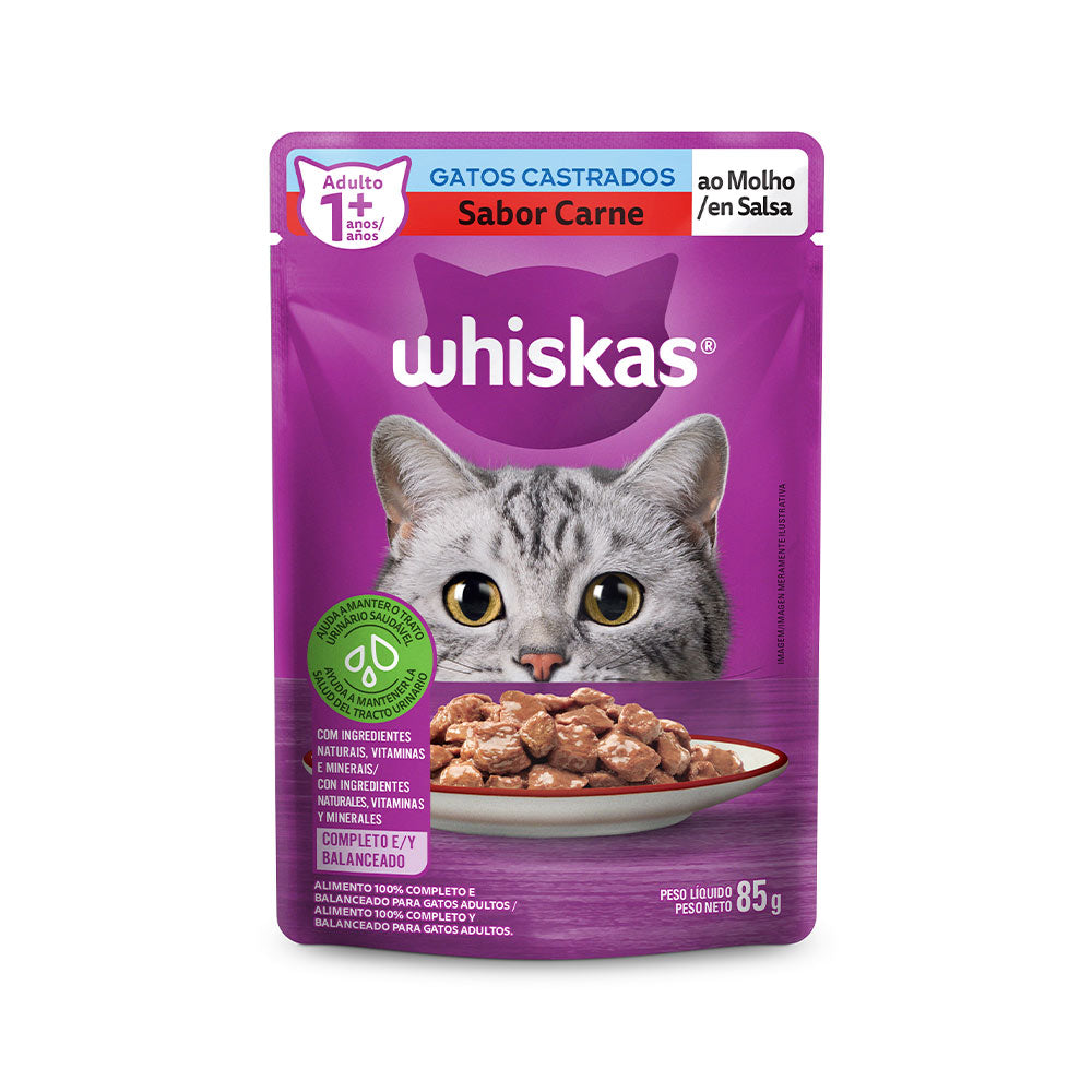 Ração Úmida Whiskas Sachê para Gatos Adultos Castrados 85 g