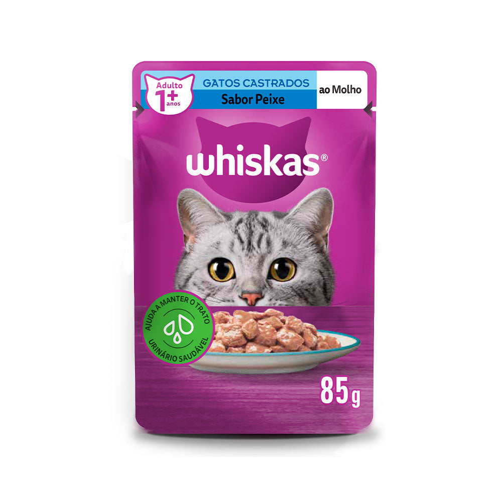 Ração Úmida Whiskas Sachê para Gatos Adultos Castrados 85 g