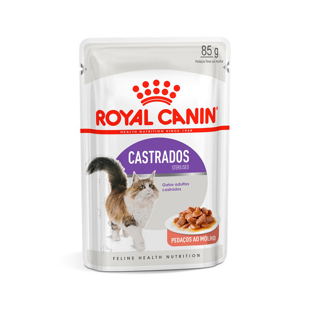 Ração Úmida Royal Canin Pedaços ao Molho Sachê para Gatos Adultos Castrados 85 g