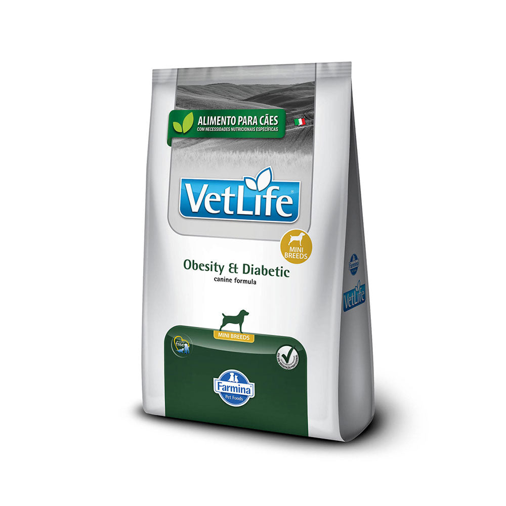 Ração Farmina Vet Life Natural Obesity e Diabetic para Cães Mini 2kg