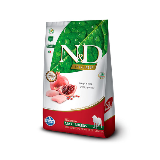 Ração Farmina N&D Prime para Cães Adultos de Raças Grandes Sabor Frango e Romã