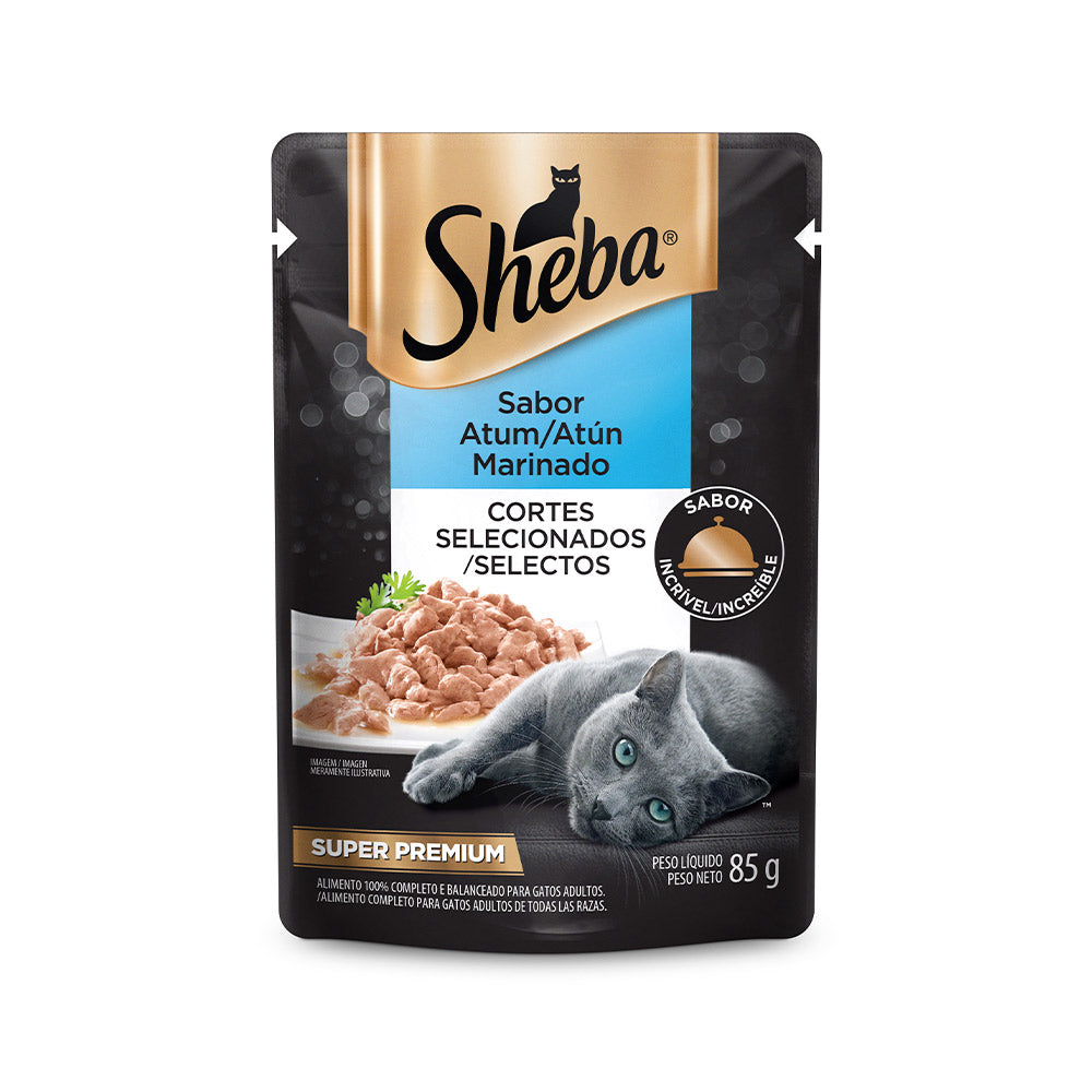 Ração Úmida Sheba Sachê para Gatos Adultos Atum Marinado 85g