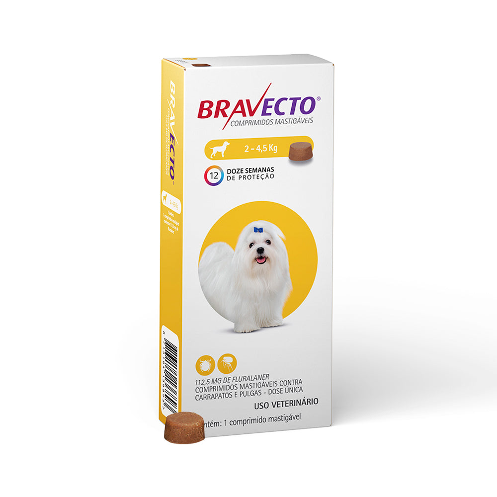 Antipulgas e Carrapatos Bravecto MSD para Cães de 2 a 4,5 kg