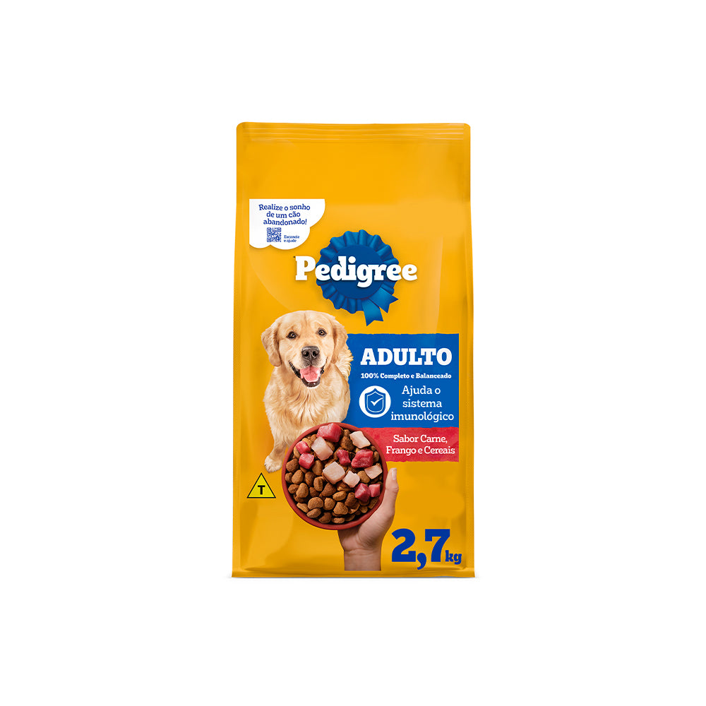 Ração Pedigree para Cães Adultos de Porte Médio e Grande Sabor Carne, Frango e Cereais