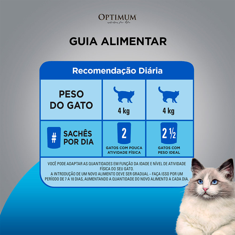Ração Úmida Optimum Sachê para Gatos Castrados Sabor Carne 85 g