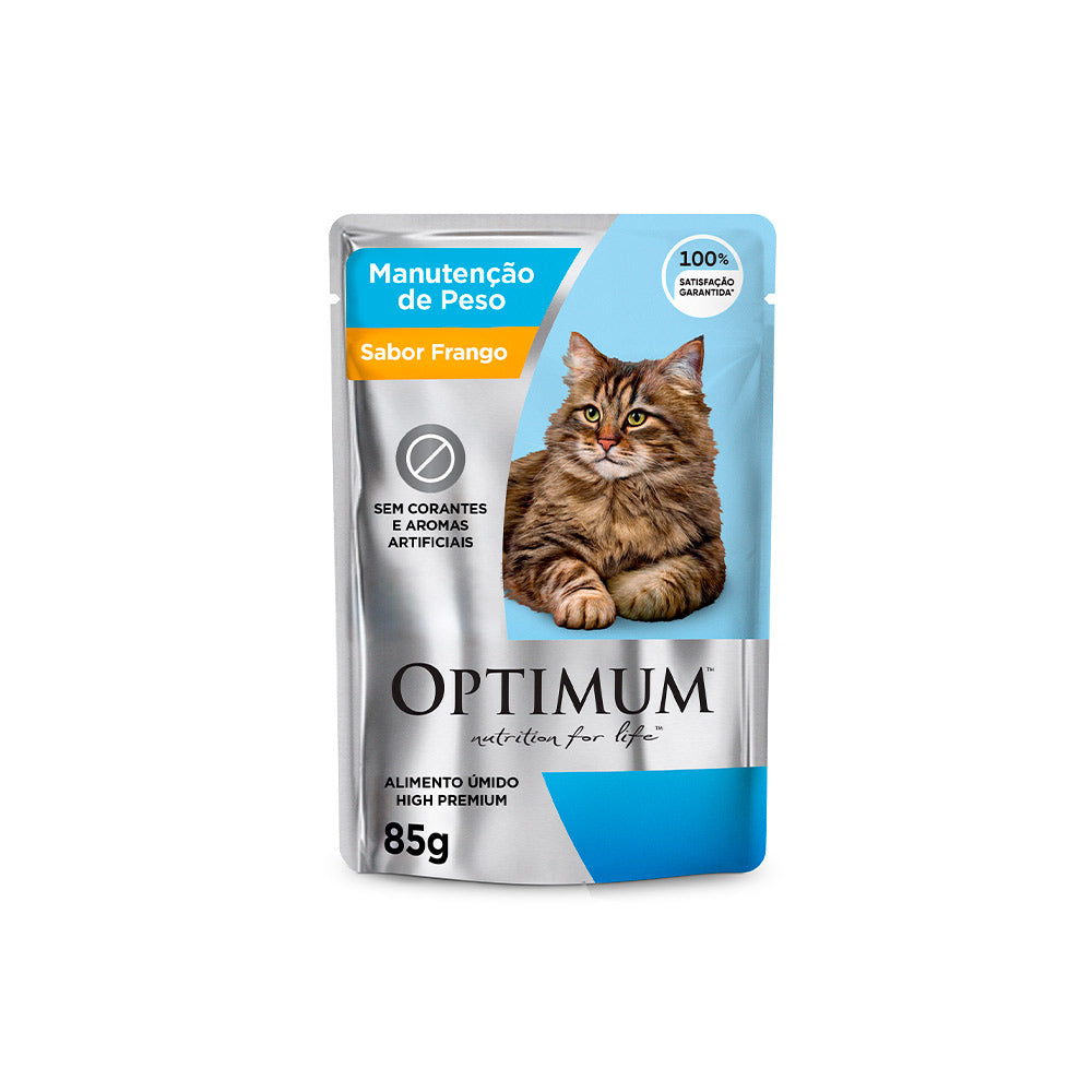 Ração Úmida Optimum Sachê para Gatos Adultos Manutenção de Peso Frango 85 g