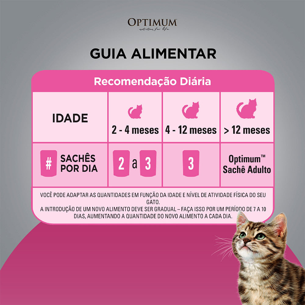 Ração Úmida Optimum Sachê para Gatos Filhotes Frango 85 g