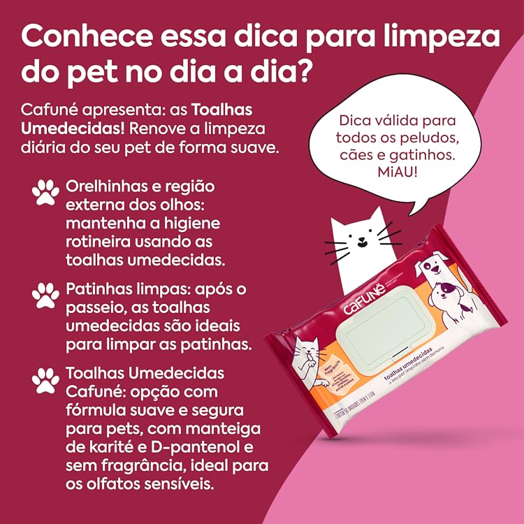 Toalha Umedecida Cafuné para Cães e Gatos