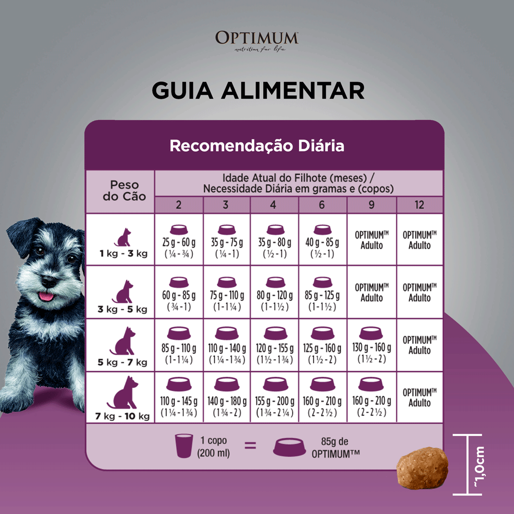Ração Optimum para Cães Filhotes Raças Pequenas e Minis Sabor Frango e Arroz