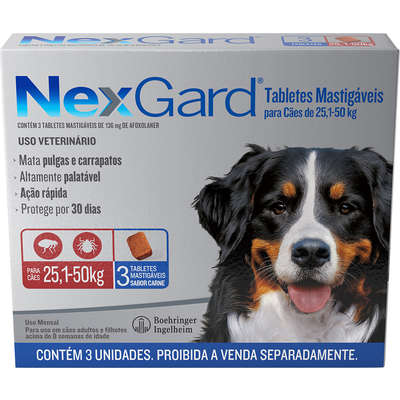 Antipulgas e Carrapatos NexGard para Cães de 25,1 a 50kg