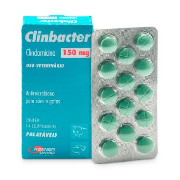 Antibiótico Clinbacter Agener União 14 comprimidos para Cães e Gatos