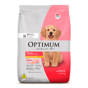 Ração Optimum para Cães Filhotes Raças Médias e Grandes Sabor Frango e Arroz