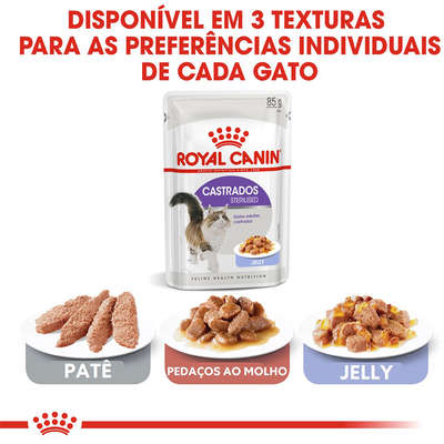 Ração Úmida Royal Canin Sachê Castrados Jelly para Gatos Adultos Castrados 85 g